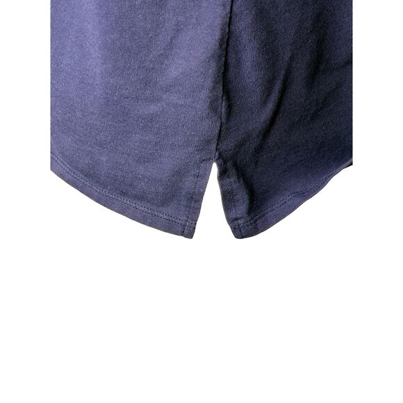 Talbots Navy Blue Embroidered Notched Neck 3/4 Sleeve Tunic Top - Picture 6 of 9